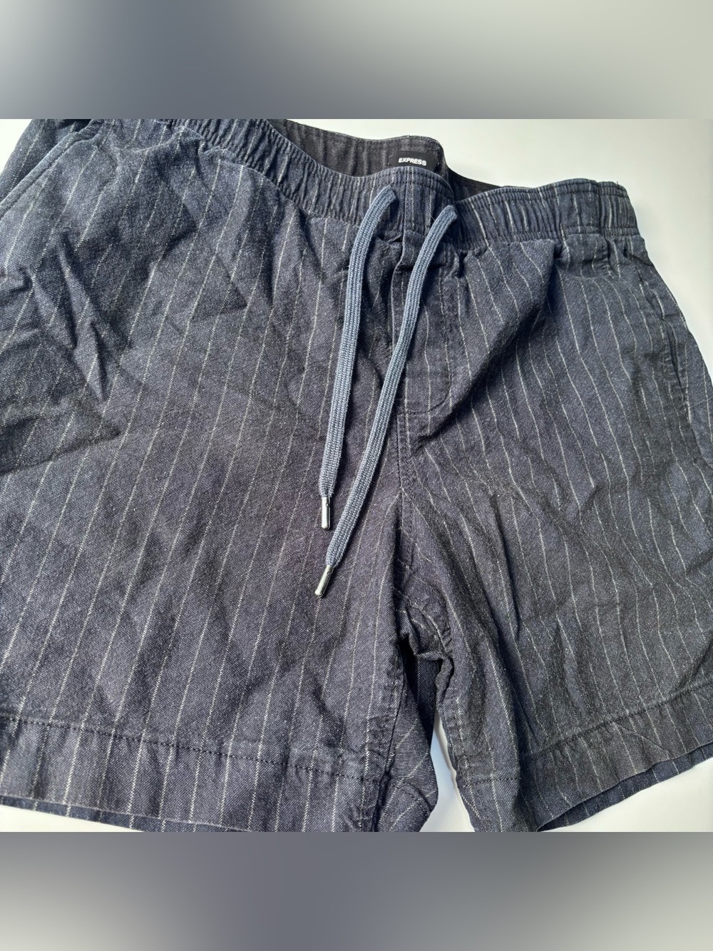 Express Black and Navy Pinstripe Shorts